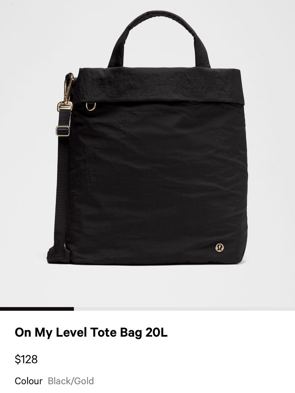lululemon athletica On My Level Tote Bag 20L - Black/Gold